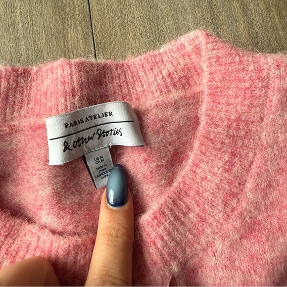 & other stories alpaca wool blend crewneck sweater pink - Picture 6 of 6